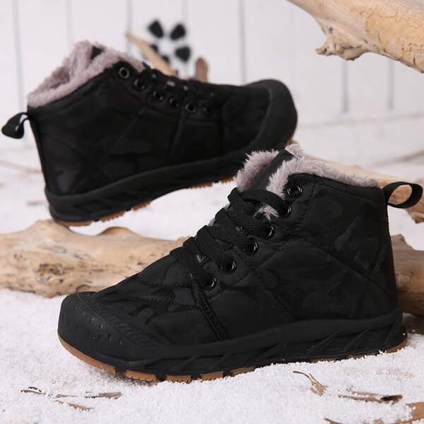

Boys Camo Graphic Snow Boots, Black