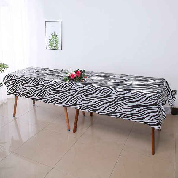 

Zebra Stripe Pattern Tablecloth, Black and white