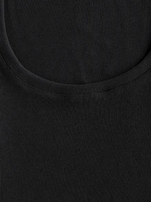 SHEIN Unity Camiseta corta unicolor de cuello scoop - Negro - Ver 4