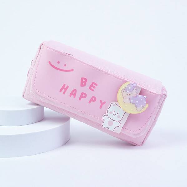 

Cartoon Bear Decor Pencil Case, Pink