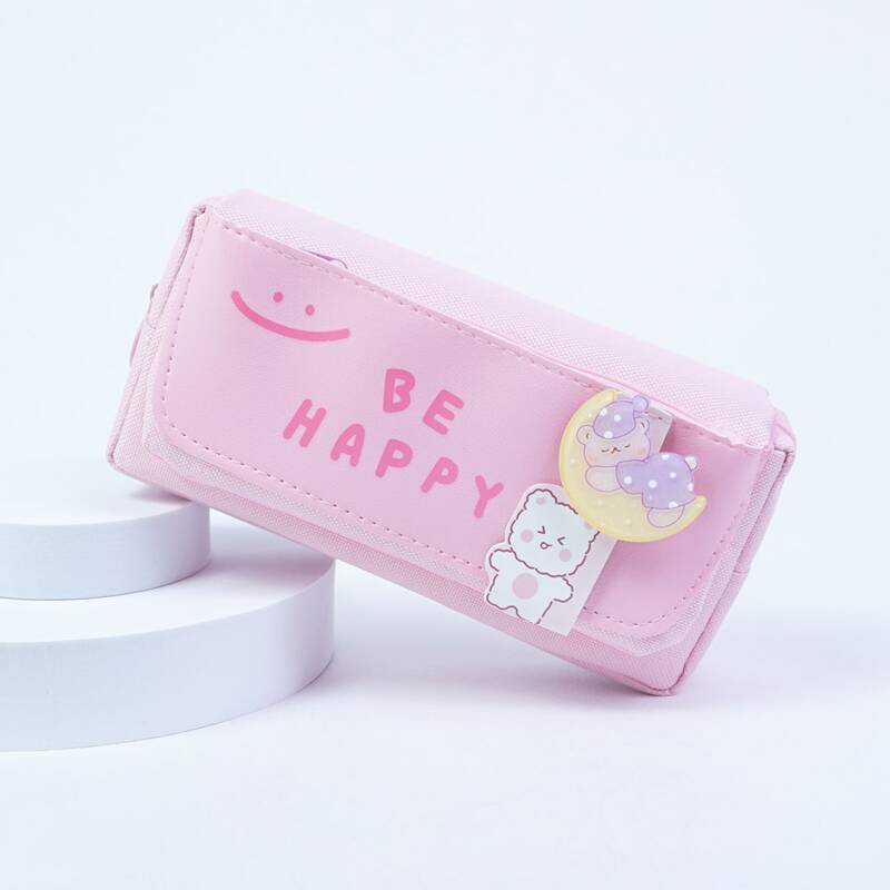 

Cartoon Bear Decor Pencil Case, Pink