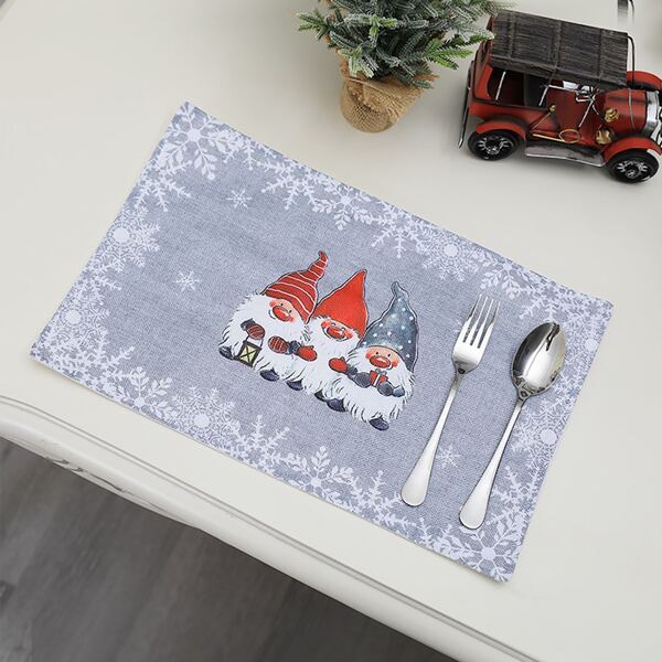 

1pc Christmas Gnome Print Placemat, Multicolor