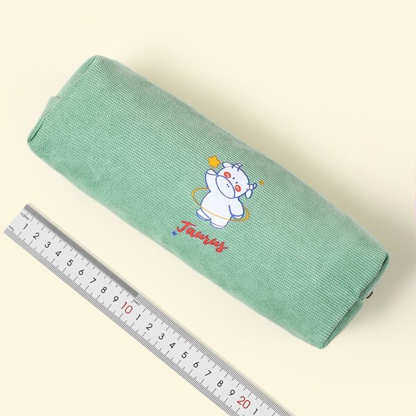 

Cartoon Cow Print Pencil Case, Mint green