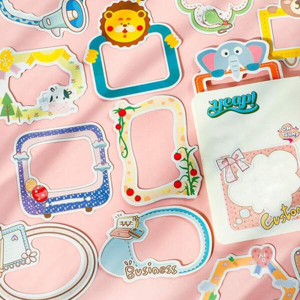 

10pcs Cartoon Graphic Random Frame Sticker, Multicolor