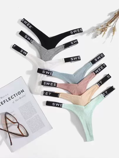 7 قطعة/عبوة سراويل داخلية خالية من الخياطة بشعار للنساء
