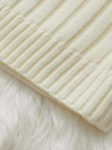 SHEIN Jersey De Cuello Alto De Punto Acanalado Para Niños - Blanco - Ver 5