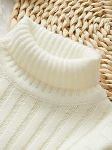 SHEIN Jersey De Cuello Alto De Punto Acanalado Para Niños - Blanco - Ver 6