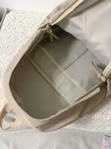 1 件简约大容量女士背包，纯色，适合旅行、购物、携带笔记本电脑、教科书、衣服，休闲设计