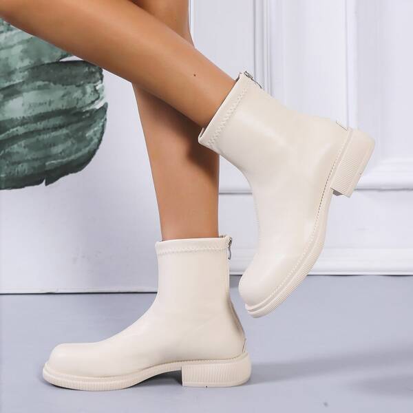 

Side Zip Classic Ankle Boots, Beige