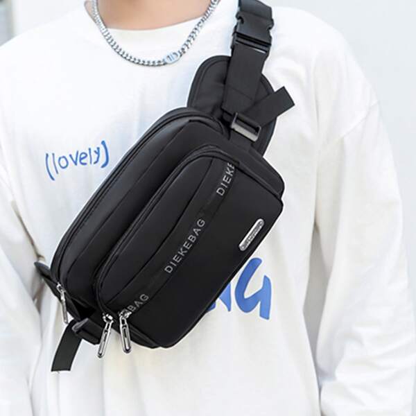 

Minimalist Letter Graphic Fanny Pack, Black