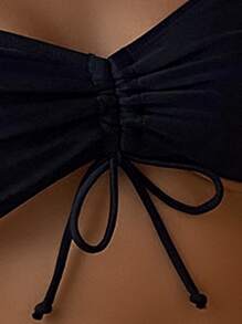 Bikini sin tirantes con cordón y lazos en los laterales - Negro - Ver 5