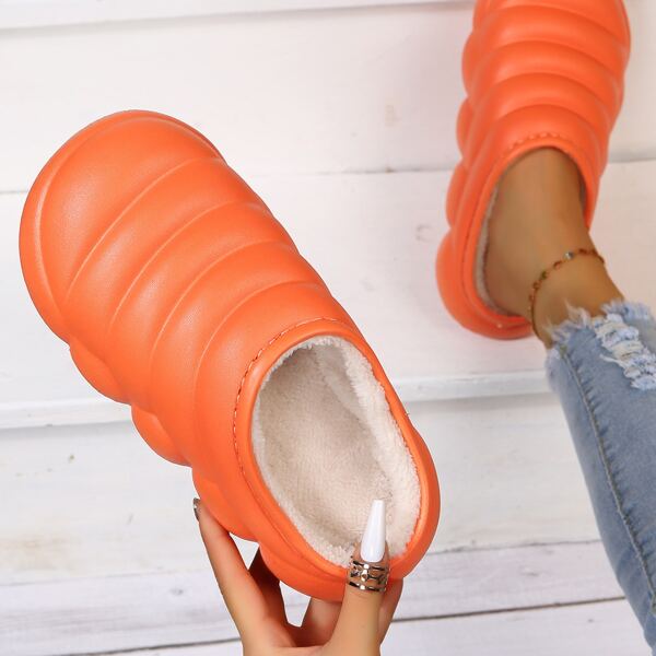 

Textured Slip On Bedroom Slippers, Orange
