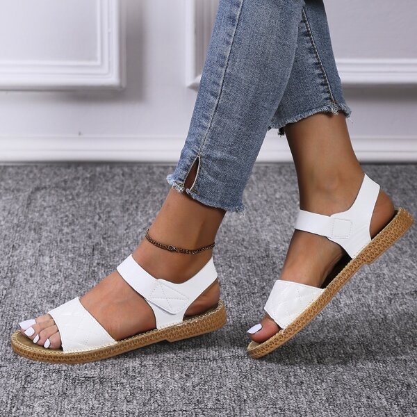

Minimalist Quilted Slingback Sandals, White