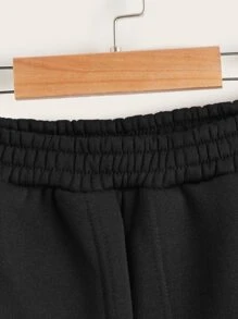 SHEIN Boys Slant Pockets Thermal Lined Joggers - Black - View 3