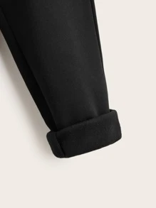 SHEIN Boys Slant Pockets Thermal Lined Joggers - Black - View 4