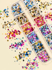 1 caixa redonda de lantejoulas para decoração de unhas faça você mesmo, pingentes para unhas, joias para unhas, suprimentos para unhas