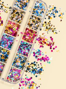 1 caixa redonda de lantejoulas para decoração de unhas faça você mesmo, pingentes para unhas, joias para unhas, suprimentos para unhas