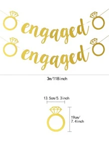 1pc Letter Graphic Pull Flag - Gold - View 3