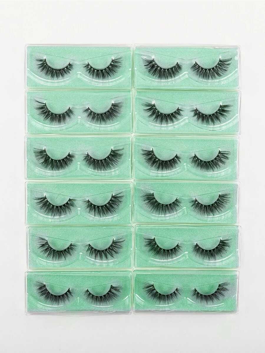 12 Paying Complete Eyelashes Thick Curls 15mm Fluffy Slim Fake Eyelashes Daily Tail Tail Tail Long Strip Lashes, Lashes, Eyelashes, Fake Lashes - Black - View 1