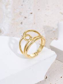 扭結細節開口戒指 - 金黃色 - 查看 2