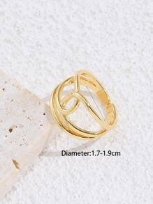 扭結細節開口戒指 - 金黃色 - 查看 4
