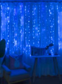 1入組200-LED 2*2米銅線簾燈，適用於生日派對裝飾、女孩房間、臥室、牆壁、聚會裝飾，配有電池盒，仙女簾燈 - 藍色 - 查看 8