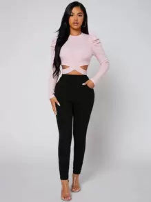 SHEIN PETITE Slant Pocket Skinny Pants