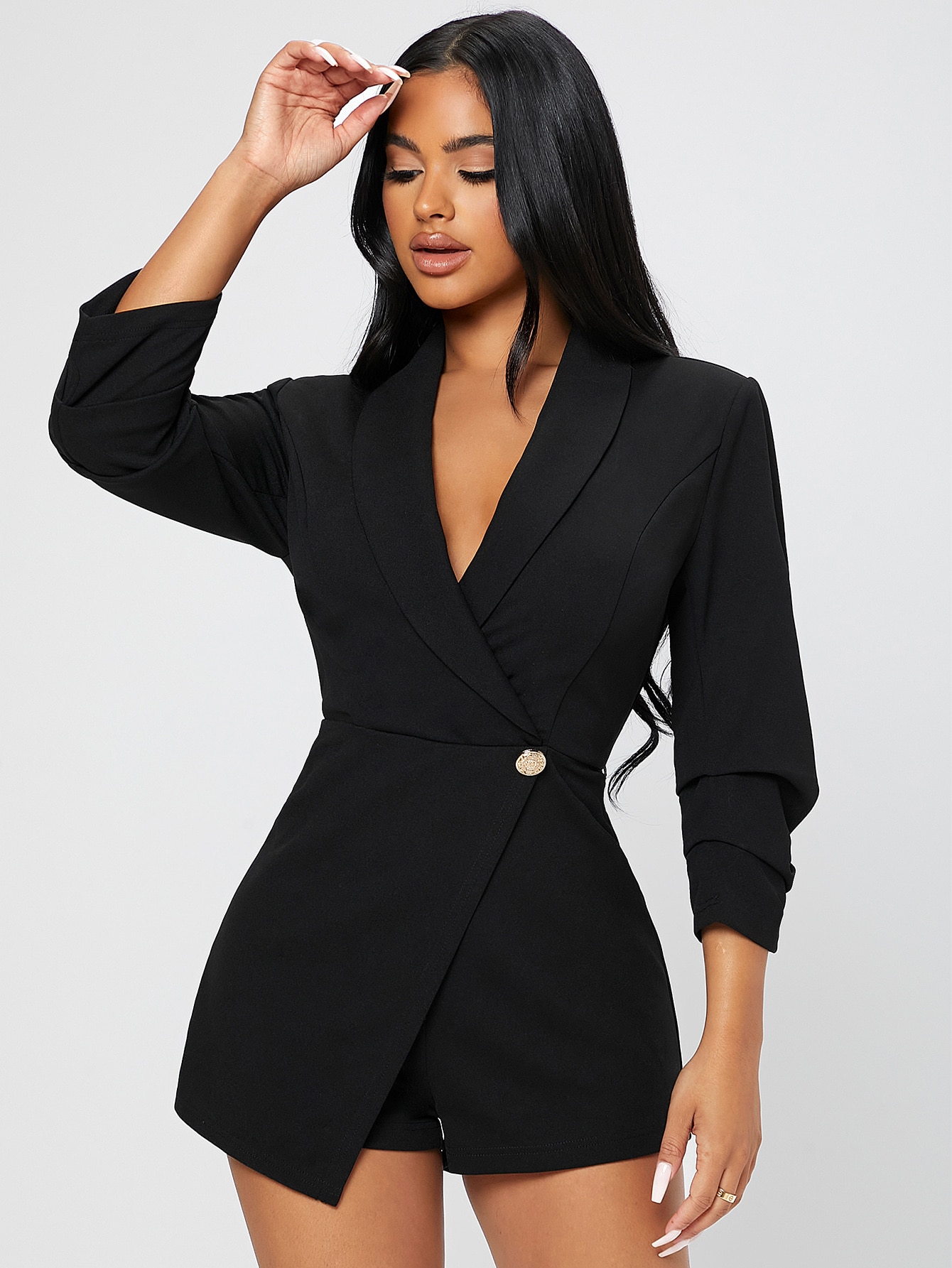 Shawl collar romper
