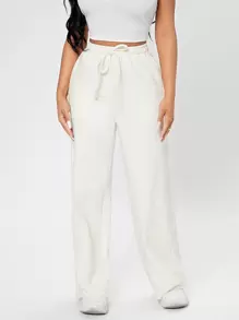 Quần nỉ mùa xuân cạp chun có túi xéo Pantalona Branca Quần dài trắng>Quần ống rộng quần ống rộng quần oversize - Màu be - Xem 3