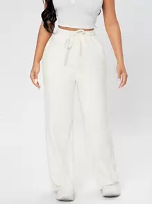Quần nỉ mùa xuân cạp chun có túi xéo Pantalona Branca Quần dài trắng>Quần ống rộng quần ống rộng quần oversize - Màu be - Xem 5