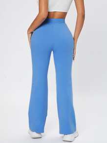 SHEIN PETITE Quần thể thao nữ Dây kéo màu trơn - Màu xanh lam - Xem 2