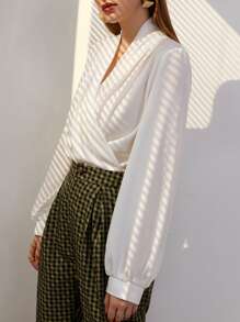 Modelyn Áo sơ mi nữ Trọn gói màu trơn Hấp dẫn - trắng - Xem 4