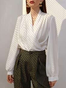 Modelyn Áo sơ mi nữ Trọn gói màu trơn Hấp dẫn - trắng - Xem 6