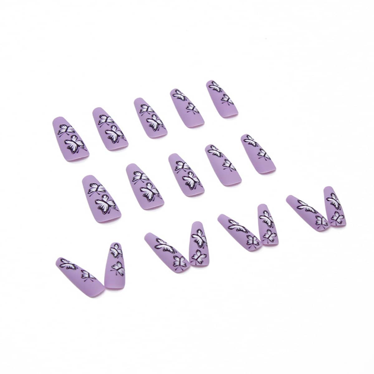 

24pcs Butterfly Pattern Fake Nail, Black