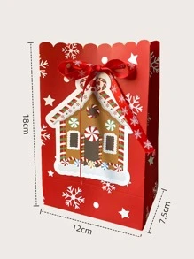 4 piezas Bolsa de regalo con patrón de Navidad - Multicolor - Ver 3