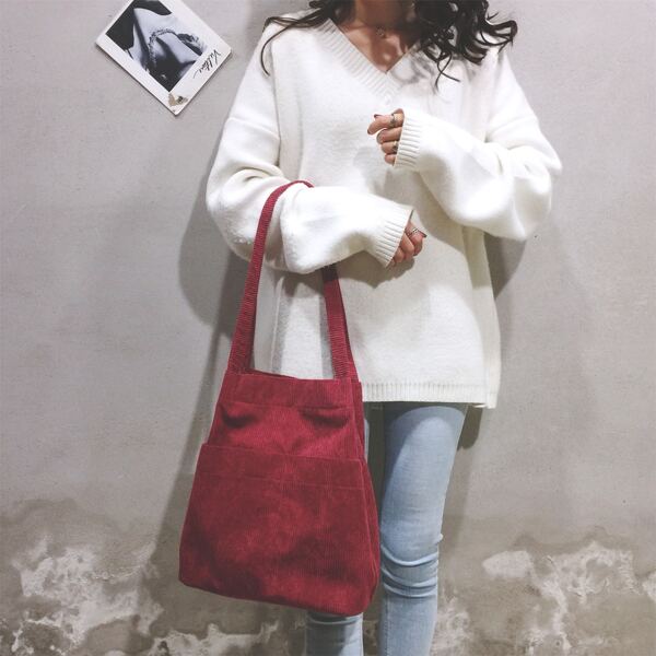 

Minimalist Shoulder Tote Bag, Burgundy