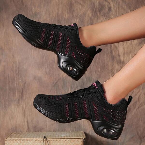 

Letter Graphic Knit Detail Lace-up Front Chunky Trainers, Multicolor