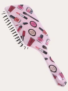 1 件大方形可爱口红图案顺发梳，防静电按摩梳发刷，适用于卷曲直长短发干湿发，发垫刷，适合女孩儿童女士 - 彩色 - 查看 2