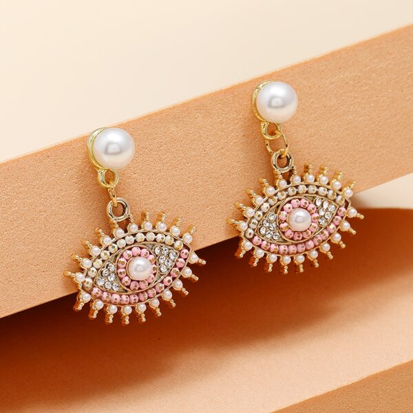 

Eye Design Drop Earrings, Multicolor
