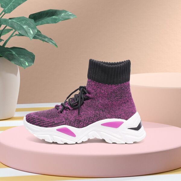 

Colorblock Breathable Sock Sneakers, Purple