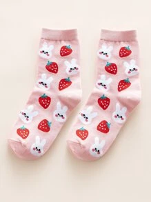 Calcetines de tripulación con estampado de animal de dibujos animados - Multicolor - Ver 1
