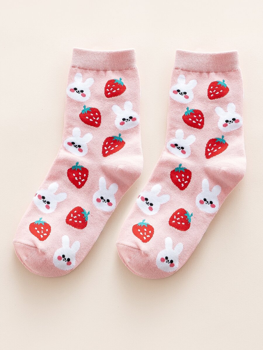 Calcetines de tripulación con estampado de animal de dibujos animados - Multicolor - Ver 1