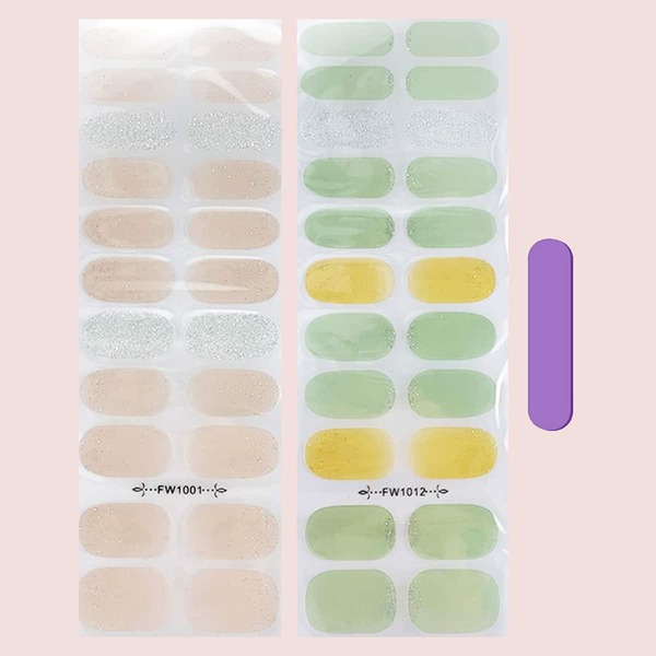 

2sheets Glitter Nail Art Sticker & 2pcs Nail File, Multicolor