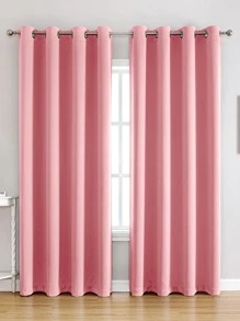 Solid Color Blackout Single Panel Curtain - Pink - View 1