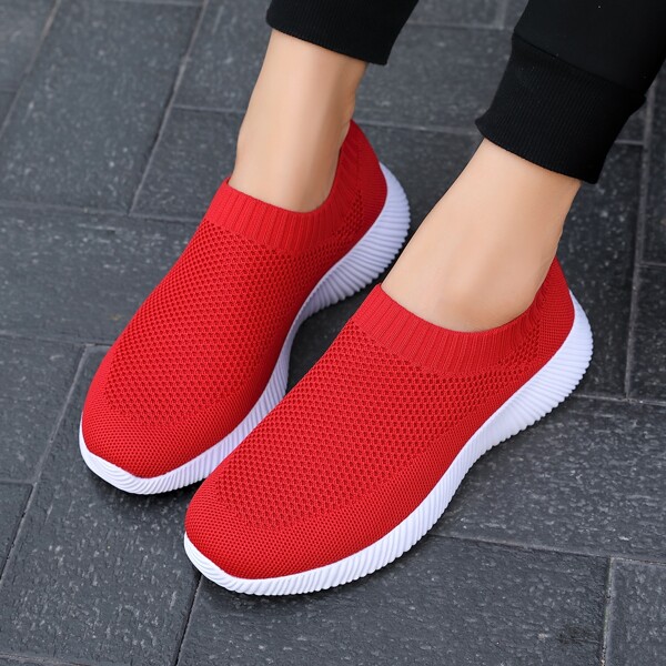 

Minimalist Breathable Slip On Running Shoes, Red