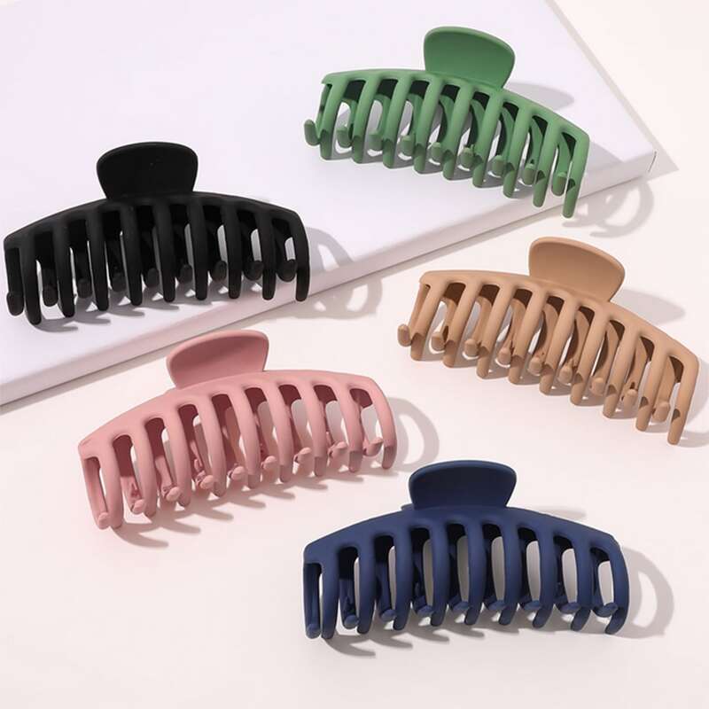 

5pcs Solid Hair Claw, Multicolor
