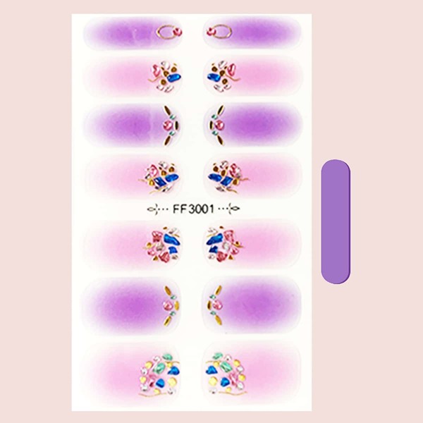 

1sheet Rhinestone Decor Nail Art Sticker & 1pc Nail File, Multicolor