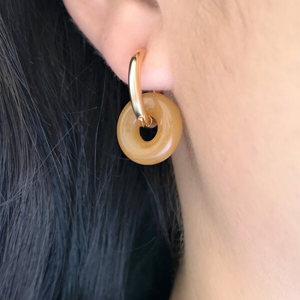 

Mismatched Circle Drop Earrings, Yellow
