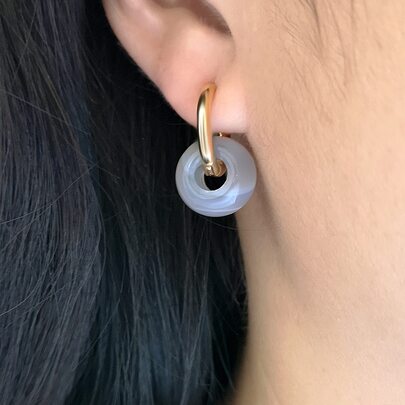 Mismatched Circle Drop Earrings