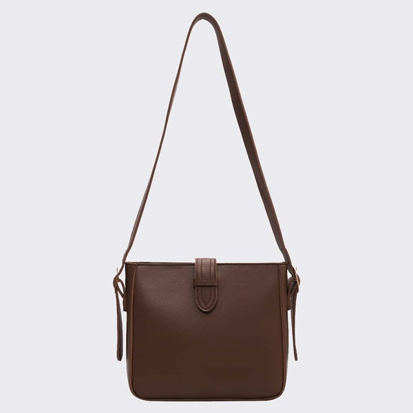 

Minimalist Stitch Detail Square Bag, Coffee brown